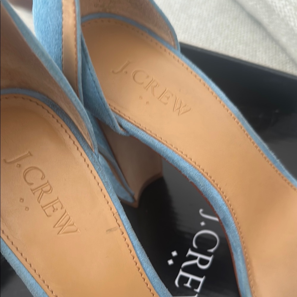 J. Crew Blue Suede Block Heel Sandals - Picture 6 of 6